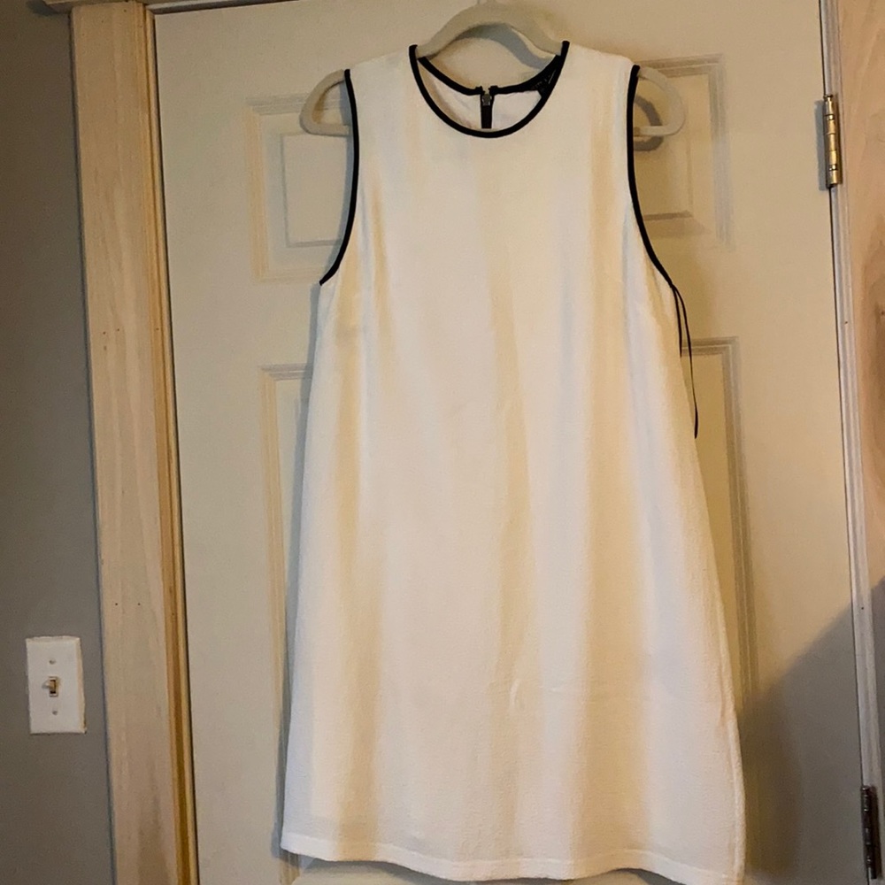 White dress black trim detail